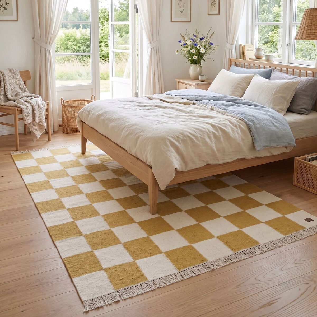 KM Nordic Check villamatto 240x340 cm keltainen