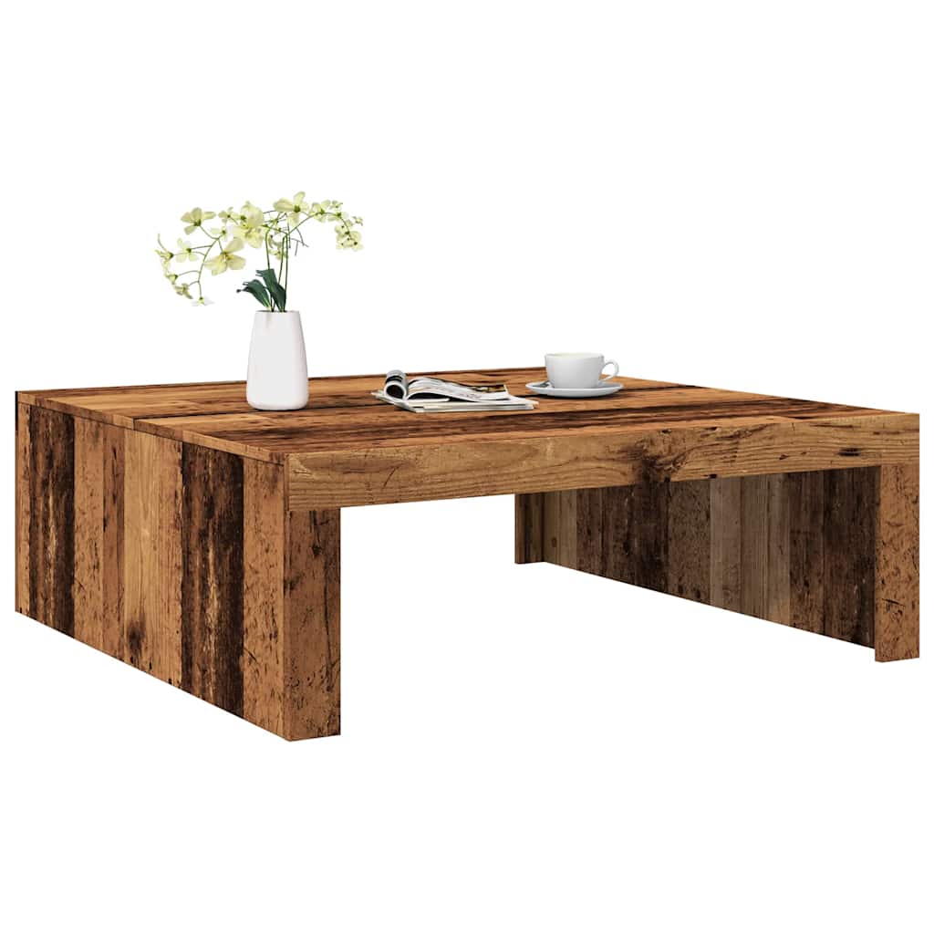 vidaXL Sohvapöytä vanha puu 100x100x35 cm lastulevy