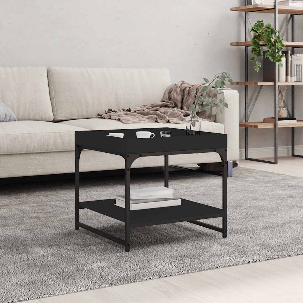 vidaXL Sohvapöytä musta 49,5x49,5x45 cm tekninen puu